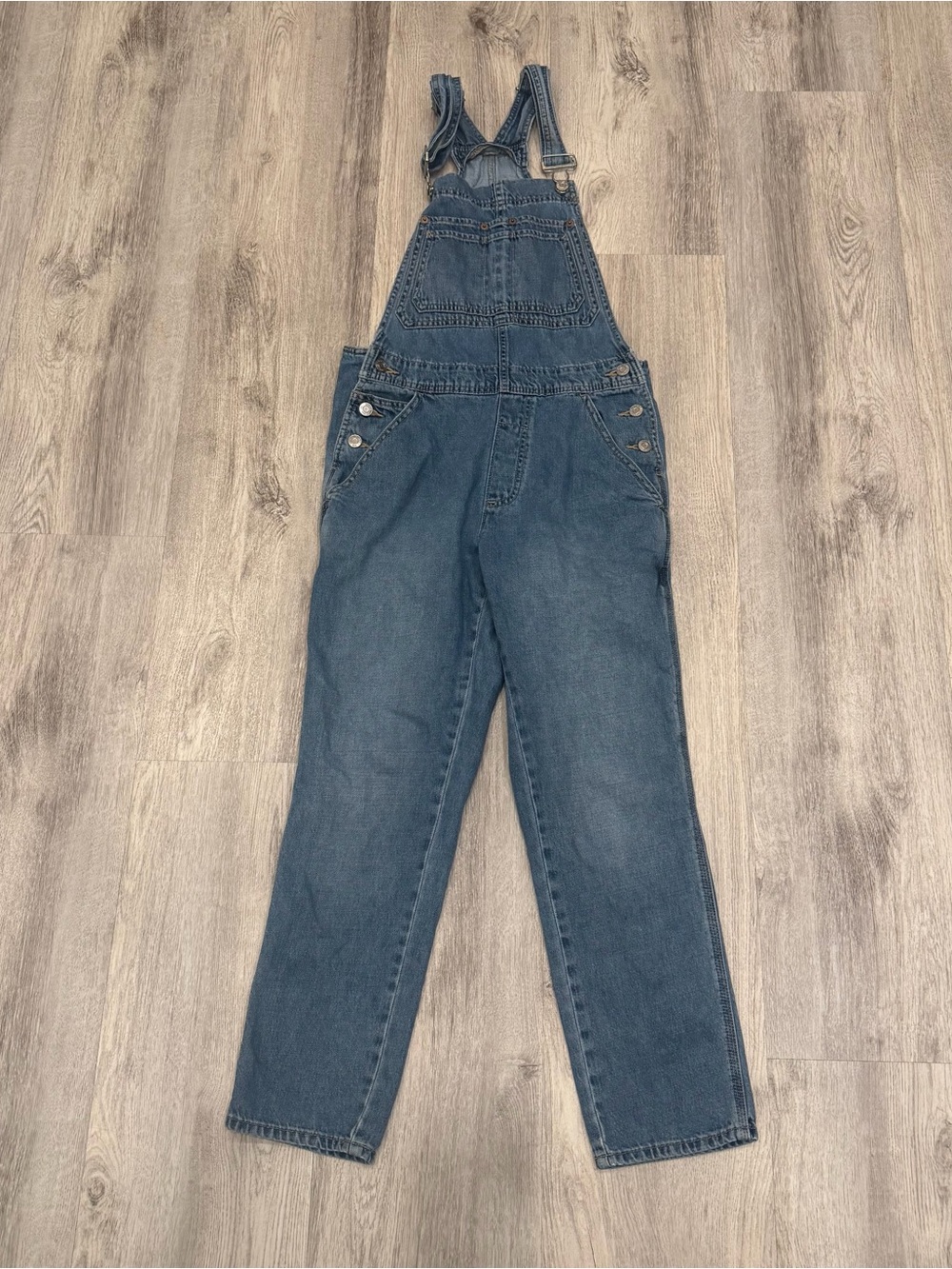 Gap Denim XS 100% Cotton Blue Overalls Adjustable Strap Straight Leg